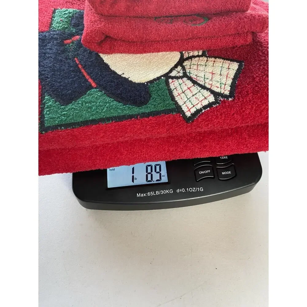 Christmas Towel Set by Cannon Vintage Red & Green Cotton Decorative Novelty XMas